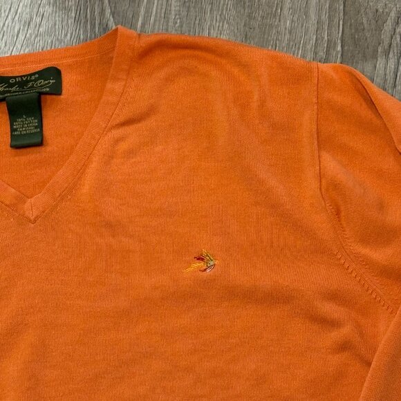 Orvis Signature collection Mens Orange sweater Size large - Picture 2 of 10